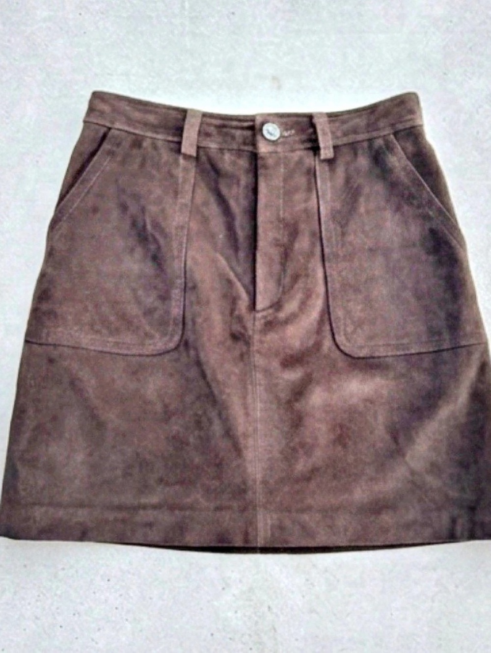 Vintage Y2K Suede Leather Mini Skirt in Brown